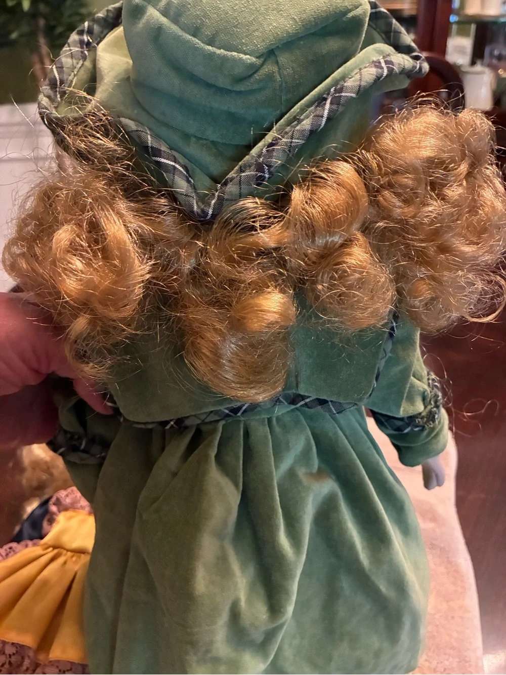 Green Portrait Doll with Green Eyes - Classic Cloth Dress